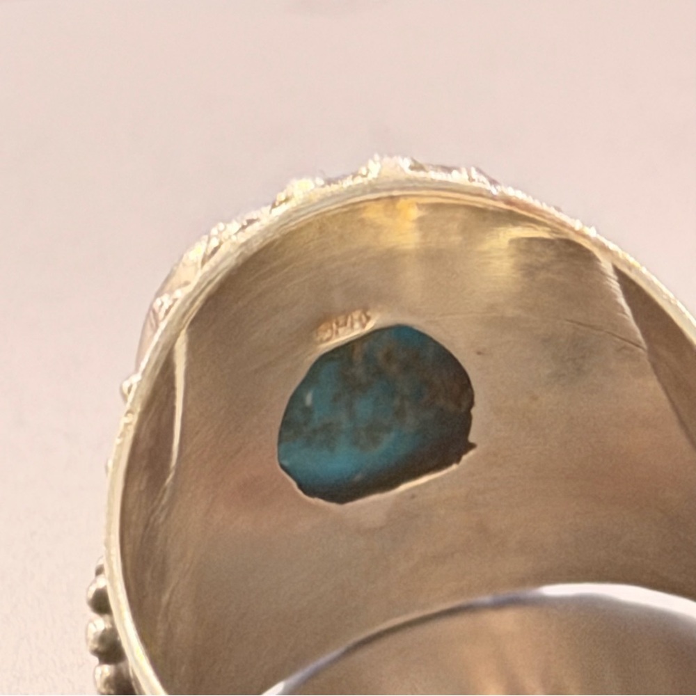 Turquoise Statement Ring - 925 Sterling Silver - Picture 4 of 4